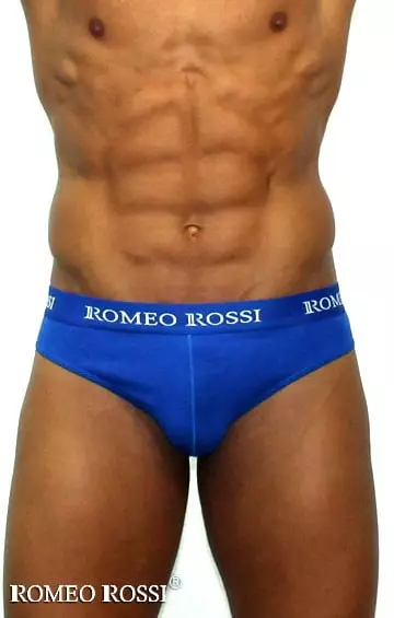 Синие мужские трусы брифы с широкой резинкой Romeo Rossi Briefs R2006-9