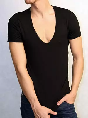 Мужская черная футболка с широким воротником Doreanse Macho Style 2820c01