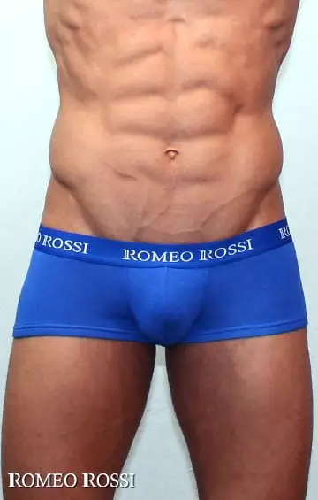 Синие мужские трусы хипсы из хлопка с широким пояском на резинке Romeo Rossi Heaps R5001-9 распродажа