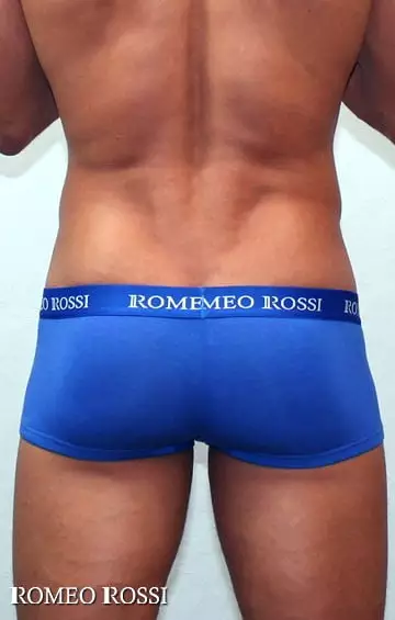 Синие мужские трусы хипсы из хлопка с широким пояском на резинке Romeo Rossi Heaps R5001-9 распродажа