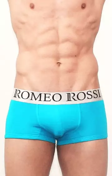 Синие мужские трусы хипсы из хлопка с широким пояском на резинке Romeo Rossi Heaps RR1410 синий распродажа