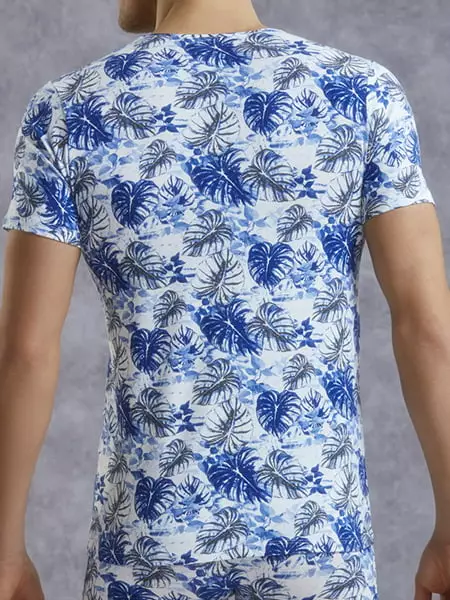Стильная белая мужская футболка с принтом в виде листьев тропических растений Doreanse Hawai 2540c02