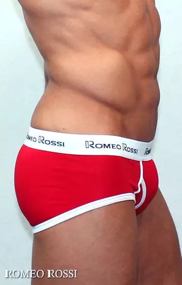 Красные хлопковые трусы хипсы для мужчин с контрастным гульфиком Romeo Rossi Heaps R366-8 распродажа