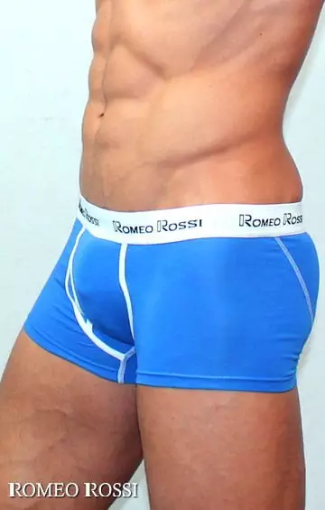 Мягкие мужские трусы хипсы с стильным гульфиком синего цвета  Romeo Rossi Heaps R365-9