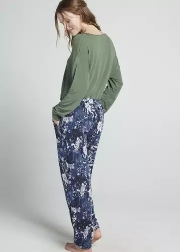 Женские брюки на средней посадке с боковыми карманами синего цвета Jockey 8512222c463