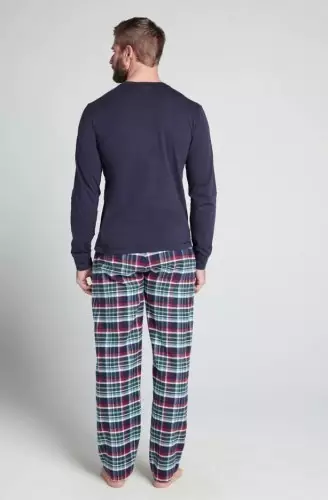 Пижама (лонгслив на планке и брюки из байкового материала) синего цвета JOCKEY 500206c495