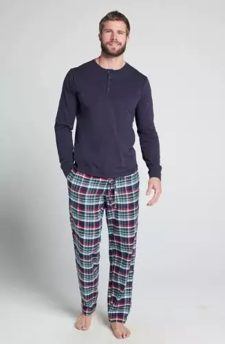 Пижама (лонгслив на планке и брюки из байкового материала) синего цвета JOCKEY 500206c495