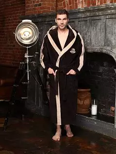 Мужской спортивный халат с вышивкой Five Wien FW1535 шоколад