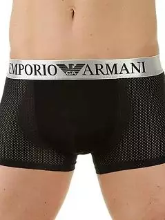 Оригинальные боксеры в сеточку из полиамида черного цвета Emporio Armani RT26153