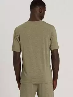 Однотонная футболка из легкой вискозы оливкового цвета Hanro 075035c2361