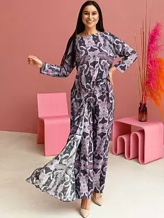 Комплект из туники с разрезами и брюк с запахом из принтованной вискозы Mia-Mia VOMia_Alba 16517 Сиреневый