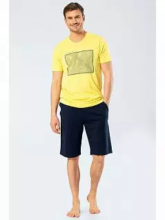 Яркая пижама из футболки с деликатным принтом и шорт Turen LT4134 Turen желтый с синим