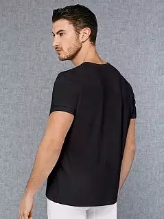 Однотонная мужская футболка черного цвета с V-образным вырезом Doreanse Premium 2865c01 распродажа