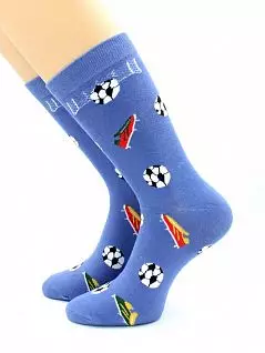 Мужские носки с принтом "Футбол" синего цвета Hobby Line RTнус80152-15-03-02