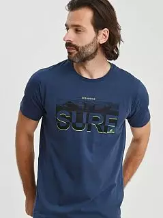 Стильная футболка с печатным принтом синего цвета Allen Cox 736020cblu
