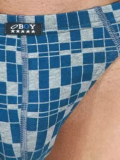 Мужские трусы-стринги серо-синего цвета в клетку Oboy Sexy Boy 5963c35