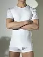 Мужская классическая футболка белая HOM First Cotton 03256cW5