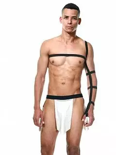 эротический костюм "Гладиатор" 2в1: боди-повязка и юбка черного цвета La Blinque RTLB15366