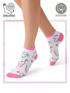 Женские носки с ярким рисунком "сердечки" в сочетании с надписями "Love" Minimi JSMINI TREND 4212 (5 пар) bianco