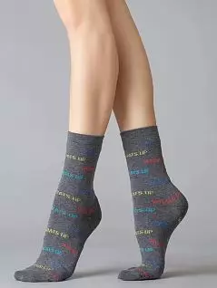 Интересные носки с надписью "Whats Up" Giulia JSWS3 TEXT 002 (5 пар) dark grey melange