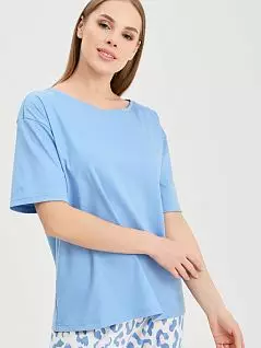 Трикотажная футболка свободного силуэта голубого цвета Mey 17906c268