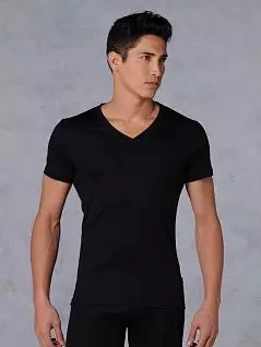 Тонкая футболка из микромодала черного цвета HOM 03205c99