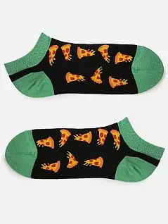 Комфортные носки с принтом "Кусочки пиццы" Marilyn BT-PIZZA Черный + зеленый