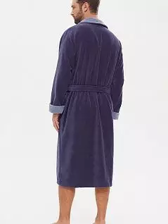 Изысканный халат с контрастной отделкой воротника PECHE MONNAIE EV26496джинс