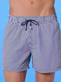 Стильные мужские пляжные шорты в тонкую вертикальную сине-белую полоску HOM 07861cB9