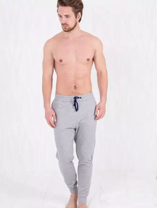 Однотонные мужские брюки для дома зауженные внизу серого цвета BisbigliPJ-Bis_86011