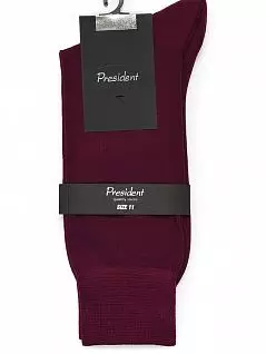 Комфортные носки из шелковой нити с добавлением шерсти бордового цвета President 181c18