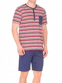 Пижама мужская трикотажная из футболки с короткими рукавами и шорт Gotzburg FM-451720-422 распродажа