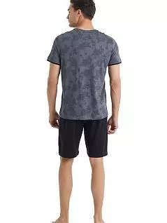 Мужская пижама (футболка с принтом и шорты однотонные) LTBS40031 BlackSpade серый