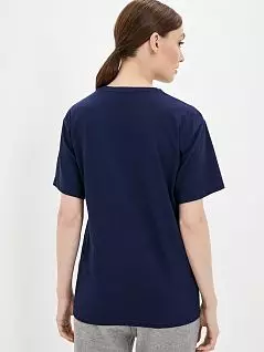 Стильная футболка с принтом "общительные котики" PECHE MONNAIE EV26243темно-синий