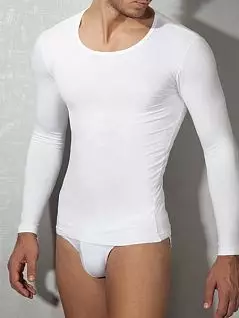Облегающая мужская футболка белого цвета с длинным рукавом Doreanse Lounge 2955c02 распродажа