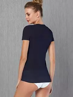 Тончайшая женская футболка с U-образным вырезом синего цвета Doreanse 9397c05