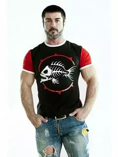 Облегающая мужская футболка с принтом голодной рыбы черного цвета Epatage RTbr194m-EP