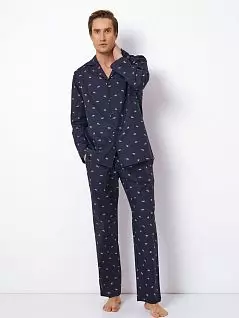 Удобная пижама стандартного кроя с длинными рукавами и согревающими штанинами выполнена из чистого хлопка с принтом Aruelle BT-BENJAMIN/BEN т. Синий