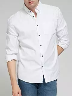 Льняная мужская рубашка свободного кроя белого цвета HOM 06981c03