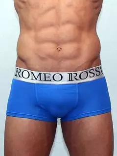 Мягкие синие мужские трусы из хлопка с широкой стильной резинкой Romeo Rossi Heaps R00014-9