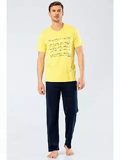 Мягкая пижама (футболка с деликатным принтом и брюки с карманами) LT2203 Cacharel желтый с синим