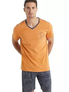 Стильная пижама (футболка с V-образным вырезом и шорты с принтом) LTBS40032 BlackSpade оранжевый