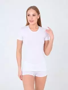 Однотонная футболка с неглубоким вырезом горловины LTOZ2654-A Oztas белый
