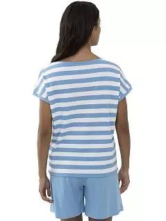 Женская пижама (футболка в полоску и шорты на средней посадке ) голубого цвета Mey 13204c268