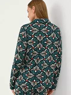 Оригинальная пижама ( рубашка с абстрактным принтом и брюки -клеш) зеленого цвета Mey 14357c881