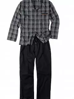 Пижама из однотонных брюк и рубашки на пуговицах "в клетку" мультиколор Gotzburg FM-451764-635