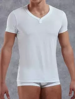 Стильная мужская футболка белого цвета с бортиком на воротнике Doreanse Premium 2860c02 распродажа