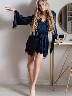 Халат с элегантными рукавами и кружевом 5 Senses VO5senses_7206 dark blue Темно-синий