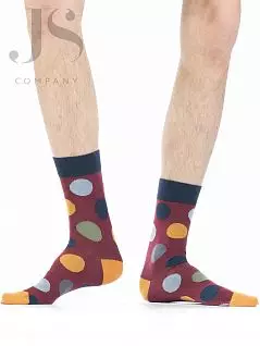 мужские носки с контрастным дизайном резинки мыска и пятки с рисунком "крупные разноцветные кружочки" Wola JSW94.N03.487 (5 пар) red 8 wol