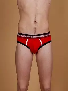 Мужские трусы слипы Modus Vivendi 05011 красные с черными и белыми полосками